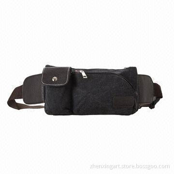 Canvas Waist Bag with Multi-pocket and Adjustable Strips